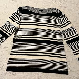 Talbots Black and White Striped Knit Top